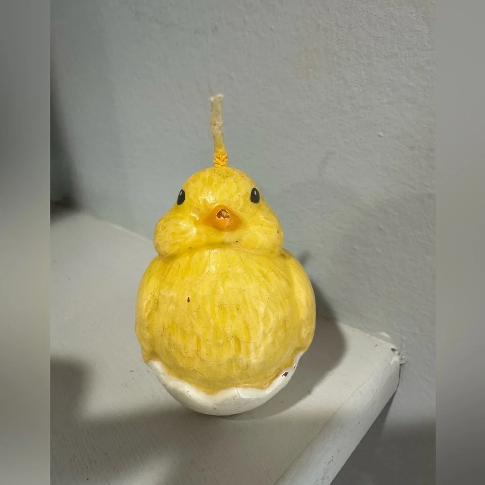 Vintage Chick Candle Egg Midwest Importers Easter Decor Cute Spring Candle